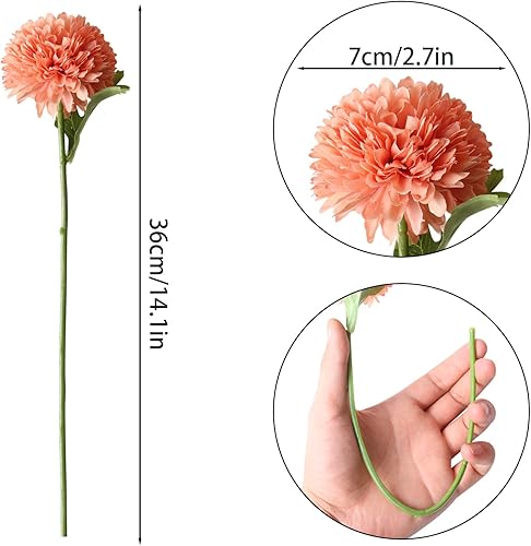 Miniatura 10 de CCINEE 12 flores artificiales de crisantemo, arreglo floral de seda, ramo de flores falsas, hortensias de tallo largo para hogar, oficina,