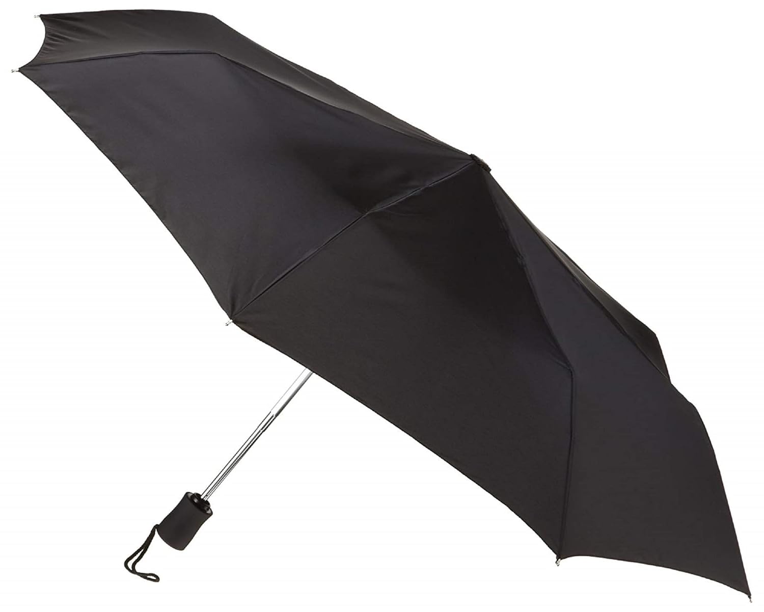 Lewis N Clark Travel Umbrella Windproof Water Repellent Fabric Automatic Open Close Black