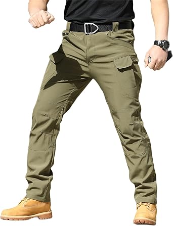 Mens Casual Cargo Pants Tactical Training Hiking Outdoor Trousers Lightweight Water Resistant Ripstop Stretch Pant