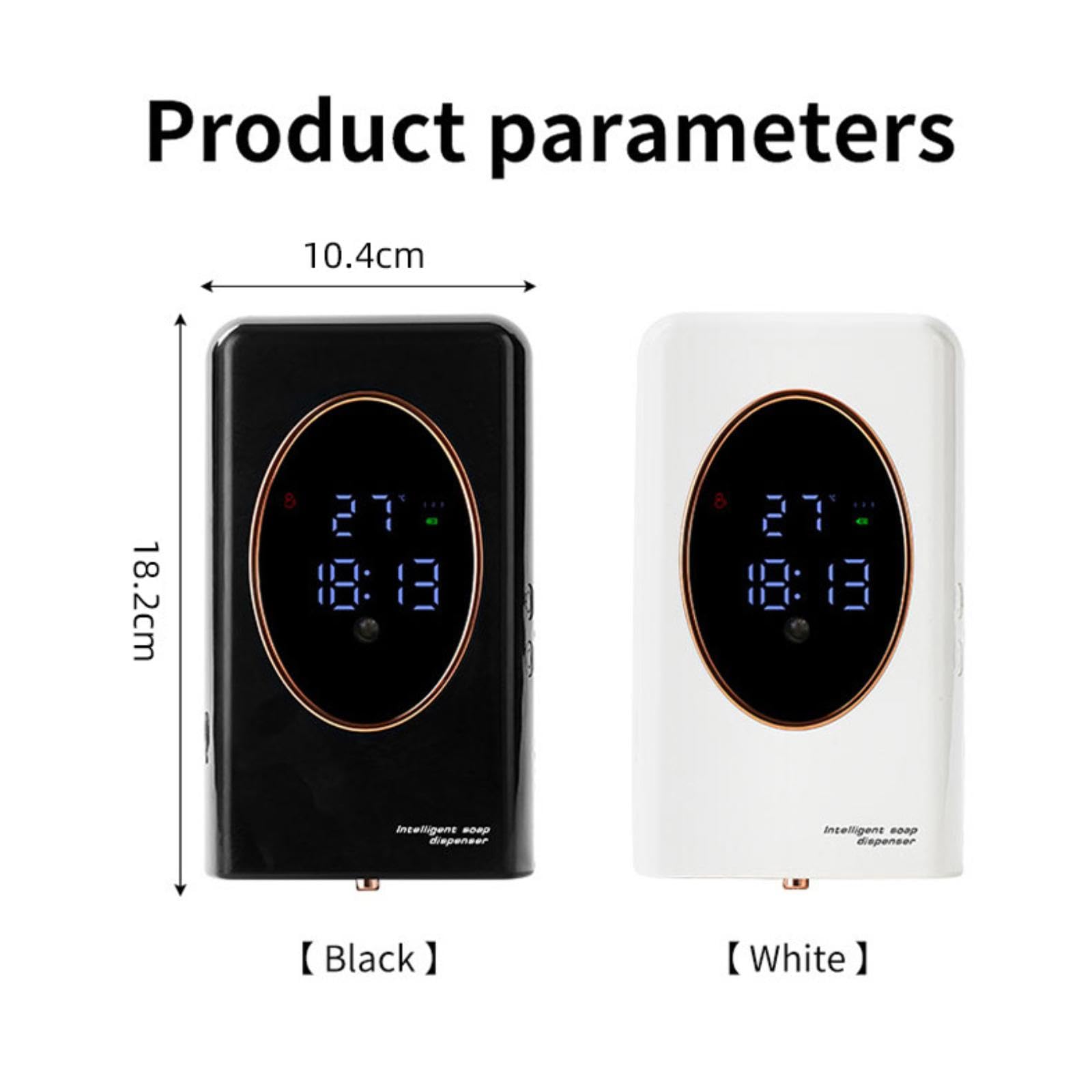 Dispensador Automático de Jabón con de Espuma Ajustable Montado en Pared Y Depósito Grande Inteligente Y Función Impermeable Adecuado P, Negro, Individual