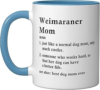 Weimaraner Mom Definition Funny Weim Dog Owner Ceramic Mug, Blue/White