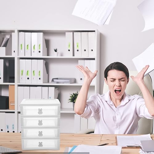 Miniatura 4 de NUOBESTY Gabinete de almacenamiento de 4 niveles, cajón de escritorio, lindo organizador de cosméticos, contenedores de maquillaje de plástico