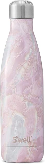 S'well Garrafa de água de aço inoxidável - 17 Geode Rose Recipientes isolados a vácuo de camada tripla mantém as bebidas frias por 36 horas e quentes por 18 502 ml