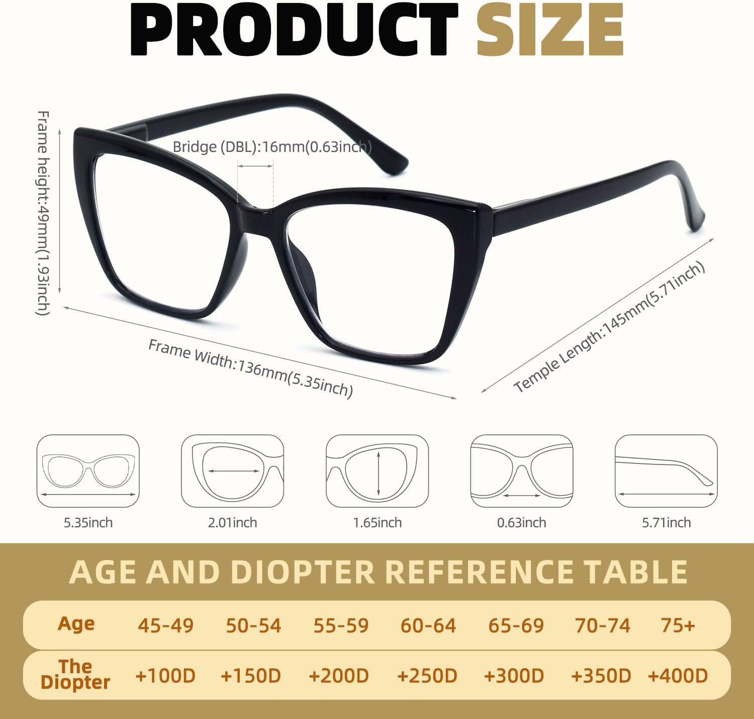 3-Pack Reading Glasses for Women Stylish Oprah Cat-Eye Spring Hinge Clear Lenses Readers Anti Eyestrain - Image 5