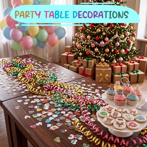 Image of Marspark 1200 Pcs Anime Heart Confetti 1 Inch Colorful Comic Book Paper Table Confetti Art Birthday Party Decorations for Wedding DIY Scrapbooking Accents Birthday Cartoon Photo Prop Bridal Shower