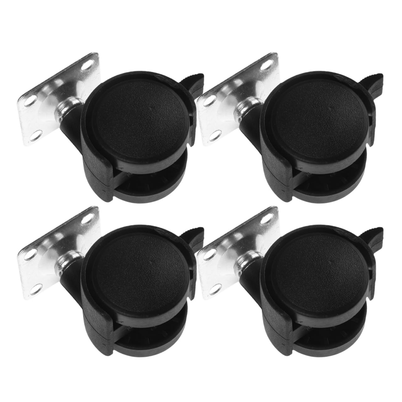 MAGICLULU 4pcs Swivel Caster Wheels - Flat Plate Casters with Brake, Replacement Rollers for Office Chairs, Furniture, Cabinets and Small Appliances (Black)