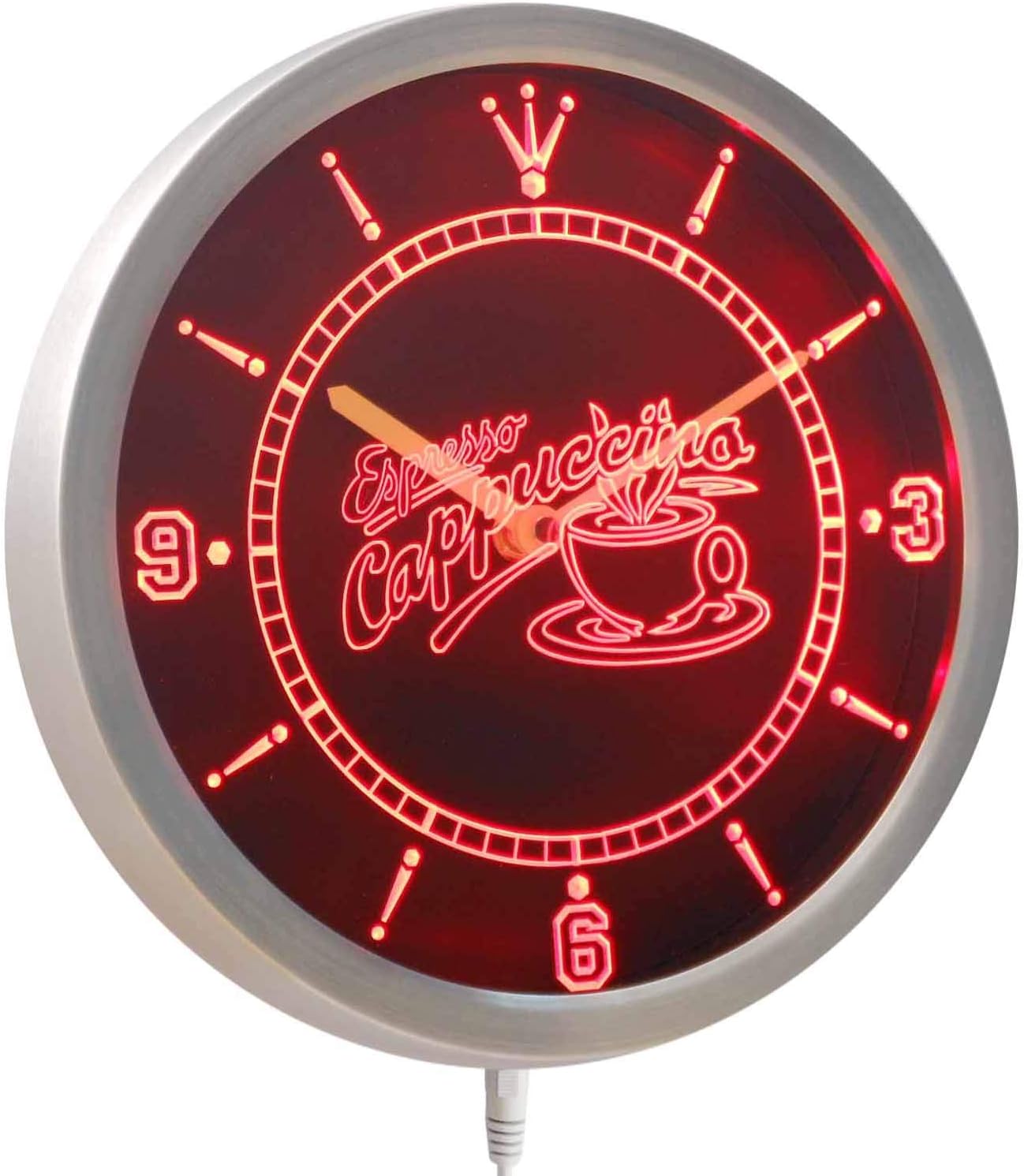 ADVPRO nc0286-b Open Espresso Cappuccino Coffee Cafe Neon Sign LED Wall Clock