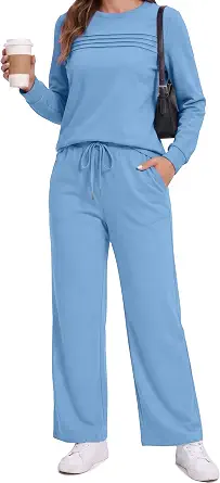 Women's Two-Piece Lounge Set with Long-Sleeve Top and Sweatpants
