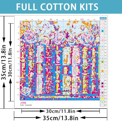 Image of Halloween Needlepoin Stamped Cross Stitch Embroidery Kits Arts and Crafts | Book Flowers Counted Cross Stitch Kits for Beginner Adult Crossstitching Printed Dimensions Patterns Stitch Embroidery Kits