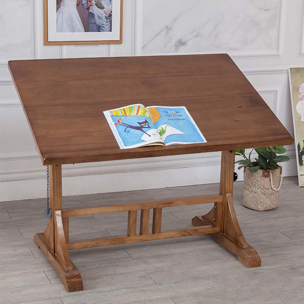 Buy ZHFC Vintage Rustic Oak Drafting Table, Top Adjustable Drafting