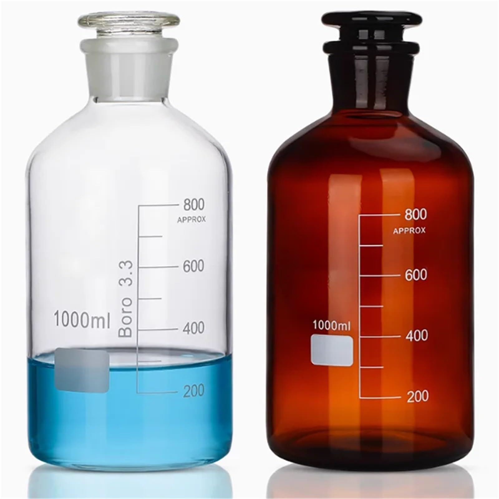 Botella de reactivo de boca pequeña de borosilicato alto, botella de muestra de laboratorio de vidrio(1000ml brown)