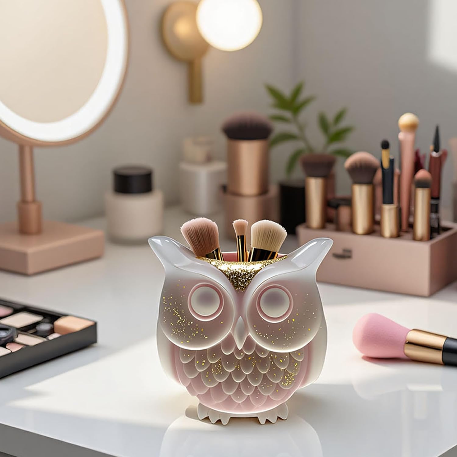 1Pc 3D Owl Epoxy Resin Silicone Mold Animal Plaster Storage Box Candle Mold for Pen Holders Concrete Clay Art Crafts DIY Home Decor Potted Plant Decorations Halloween Party Gifts Storage Box