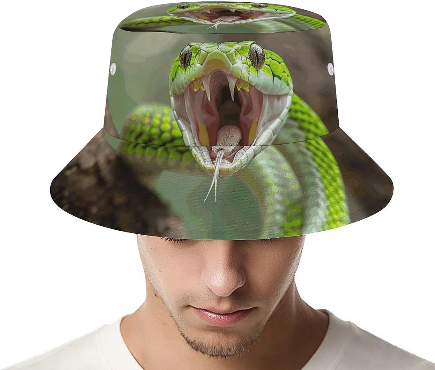Snake Opens Its Mouth Bucket Hat Packable Sun Hats Travel Summer Beach Fisherman Cap for Women Men Teens