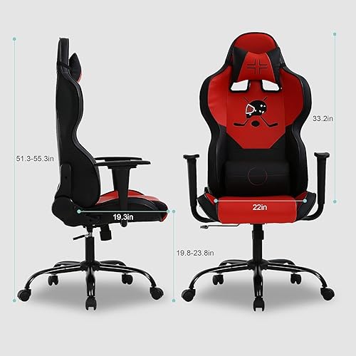 Miniatura 3 de PayLessHere Silla de oficina para videojuegos, silla de escritorio con soporte lumbar, reposacabezas y reposabrazos, giratoria para PC, silla de