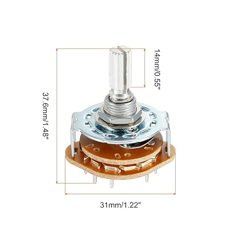 Miniatura 2 de Interruptor giratorio selector de banda 2P6T 2 polos 6 posiciones, 1 cubierta para radio, TV, unidad de control de máquina industrial - 1 unidad