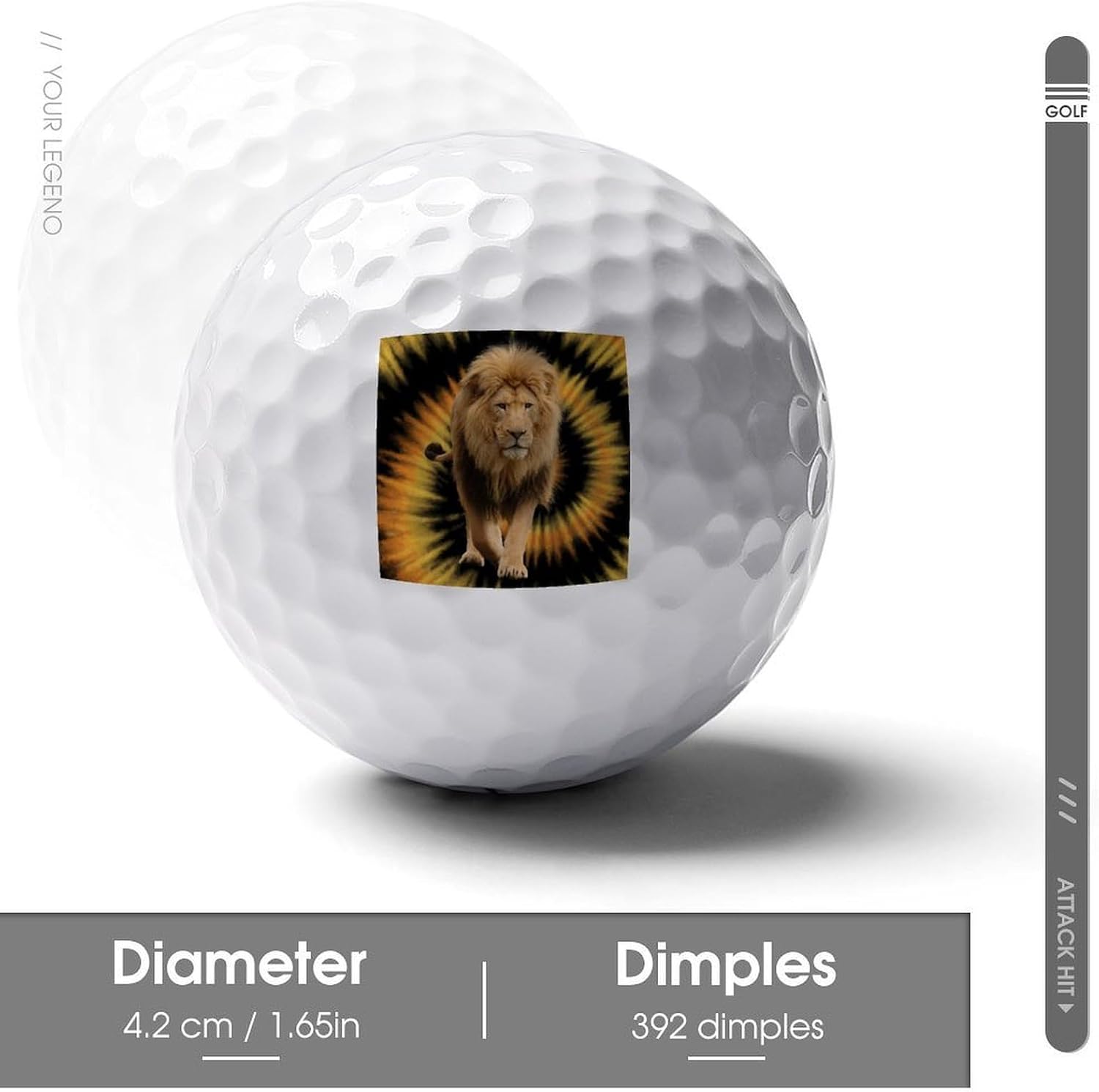 Tie Dye Lion Funny Golf Balls Novelty Golfer Gifts | Practice Balls,Golf Accessories