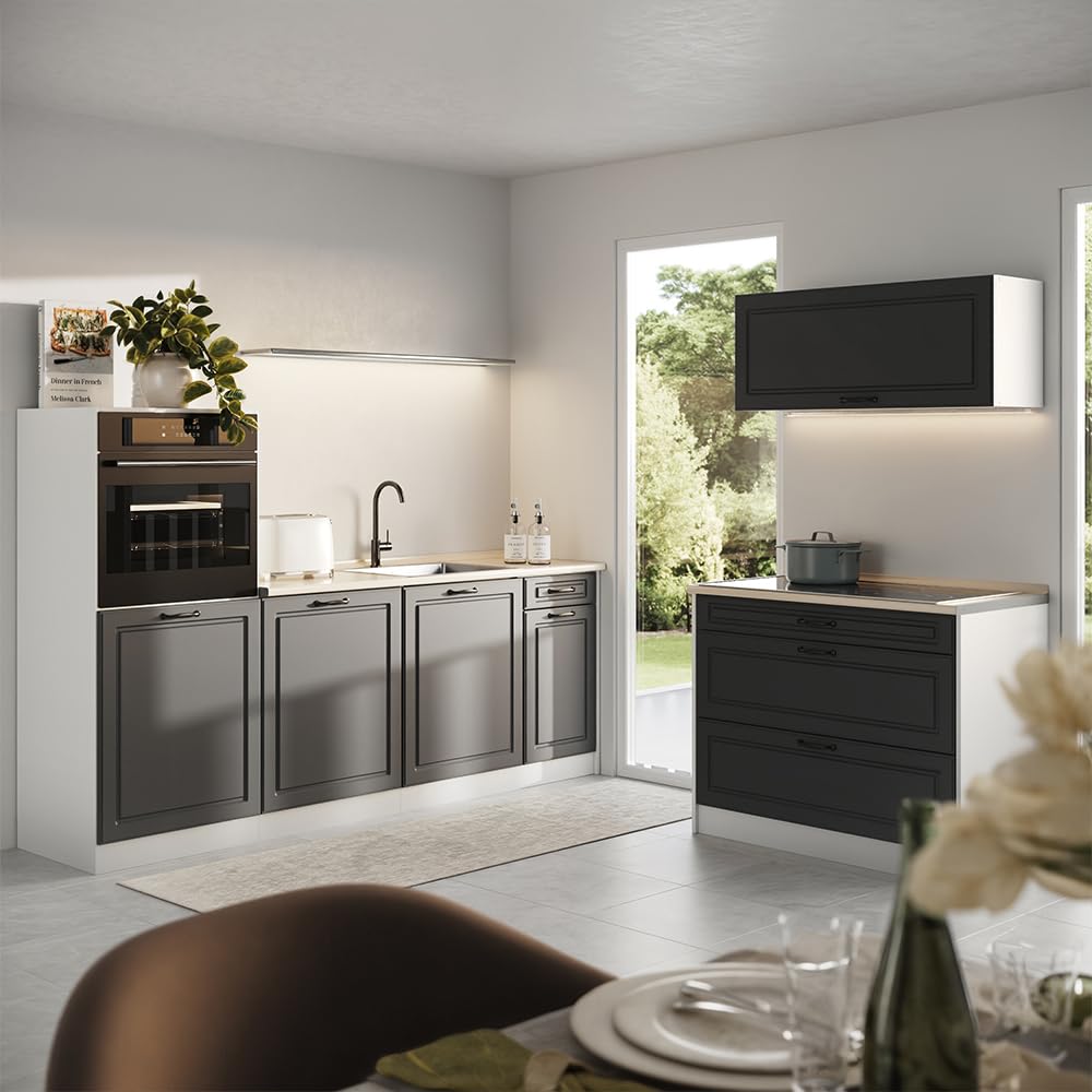 Vicco Aneks kuchenny "R-Line", Antracyt wiejski/Biały 220 cm
