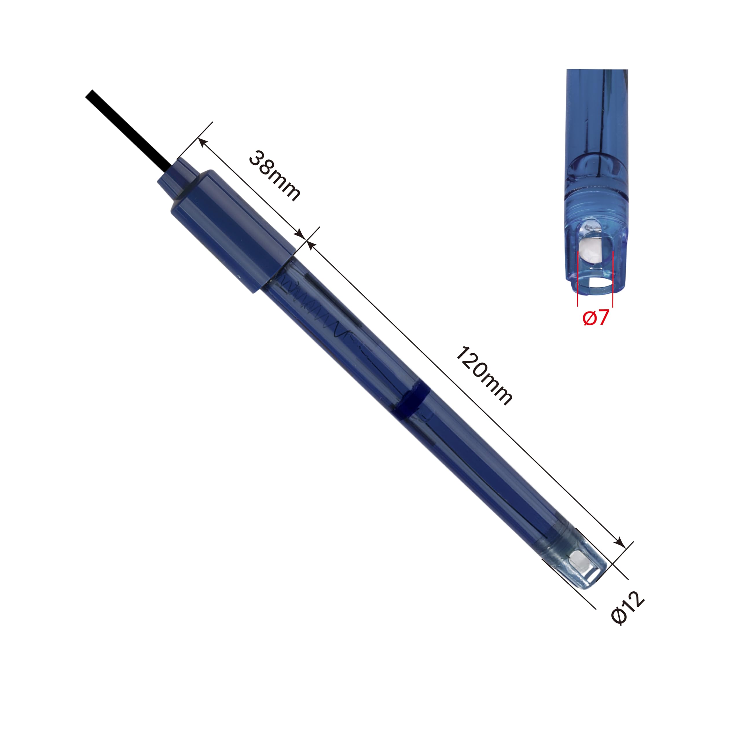 Apera Instruments 203DJ-C Électrode pH longue durée avec double connexion en céramique en ligne, sonde de pH pour surveillance continue des solutions d'eau générales ou mesures en laboratoire avec