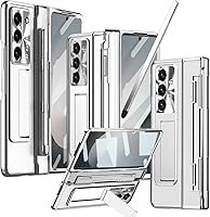 Vista 20 de Funda transparente para Samsung Galaxy Z Fold 5 con S Pen y soporte para bolígrafo, diseño de una sola pieza Z Fold 5, funda para teléfono