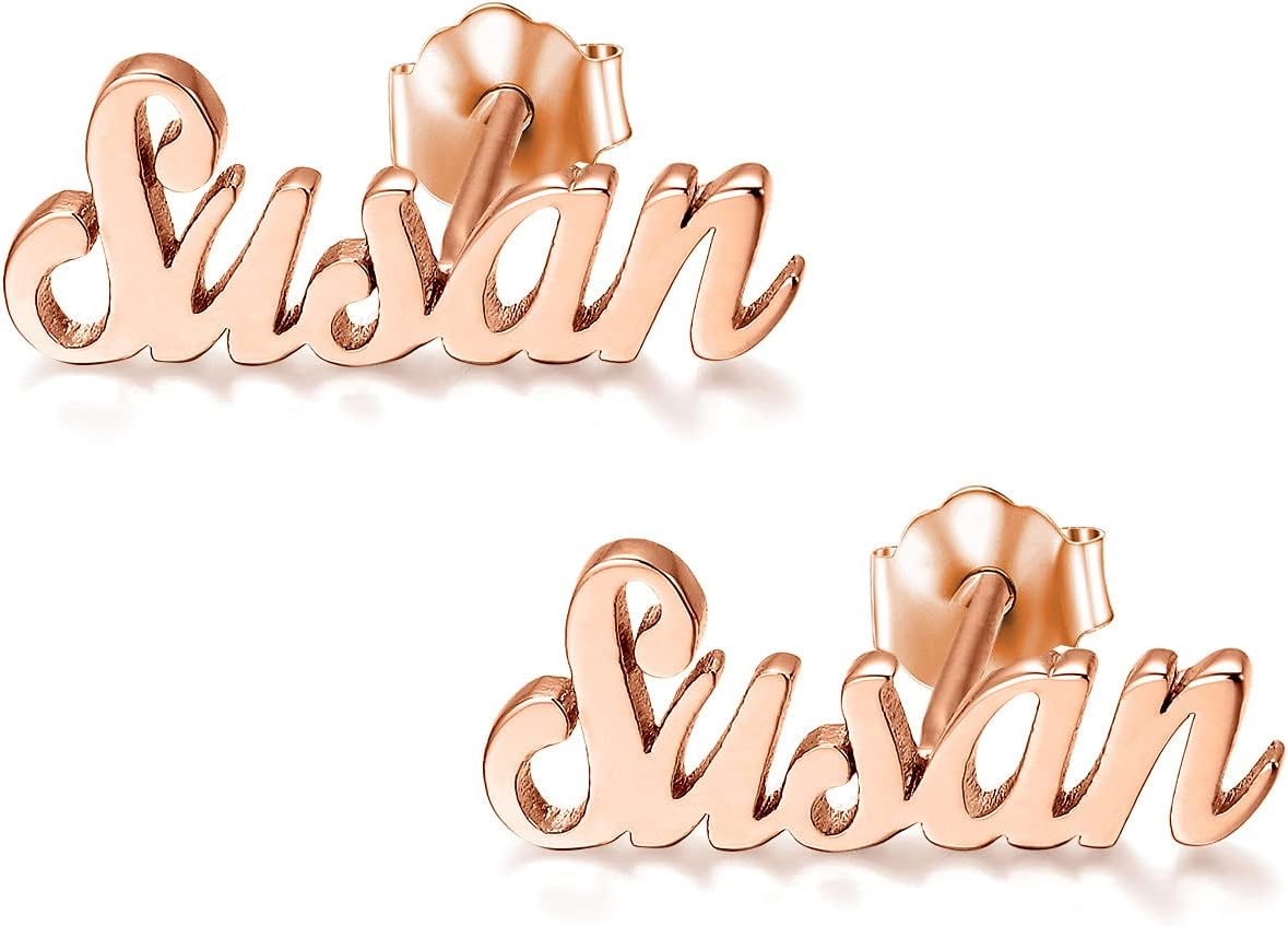 925 Sterling Silver Personalized Name Stud Earring Custom Name Earrings—Customize Your Own Earring with Name
