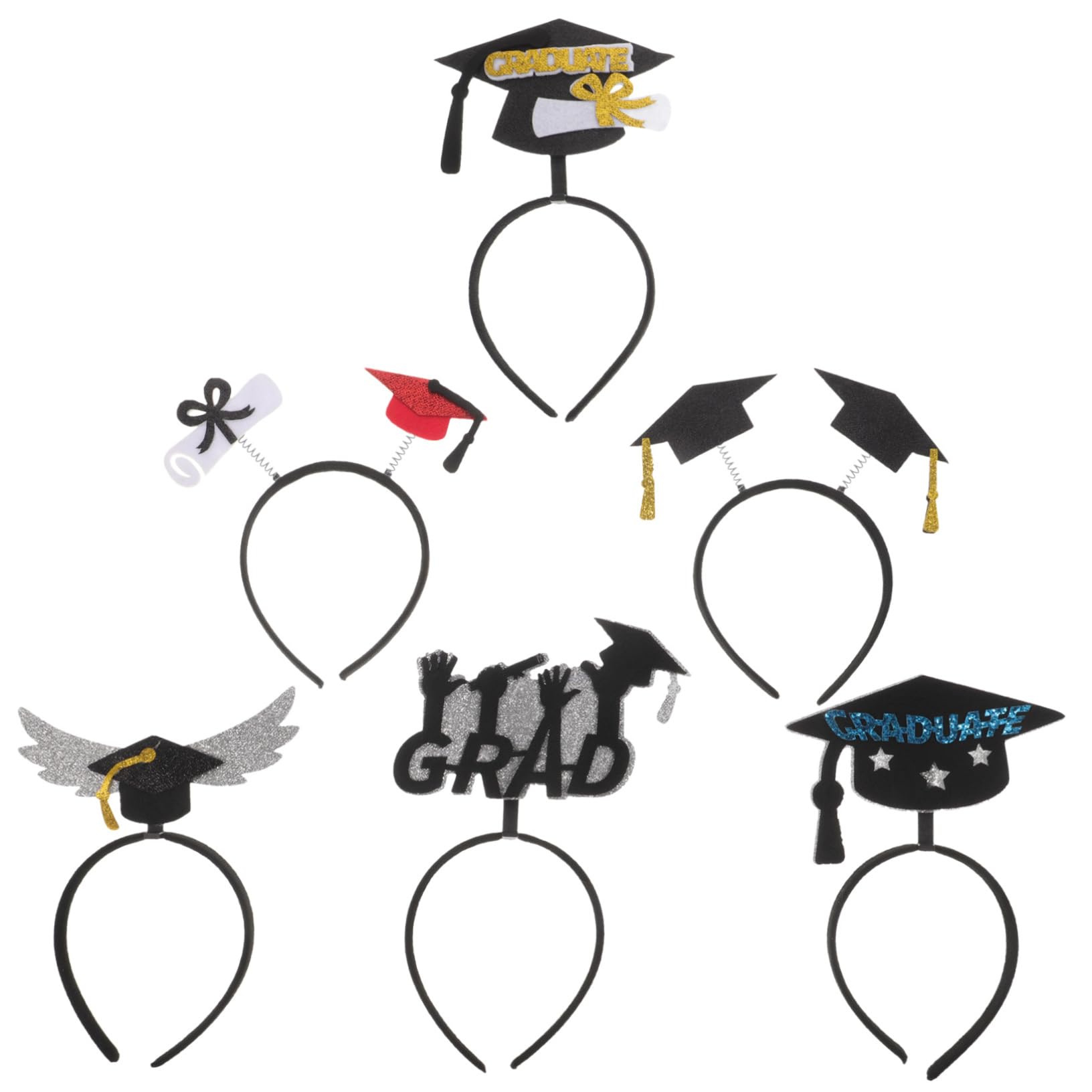 6pezzi Cimasa per Laurea Tema Graduation Accessorio Fotografico e Decorativo per Feste Addobbi Laurea Regalo Donna e Ragazzo in Plastico e Feltro