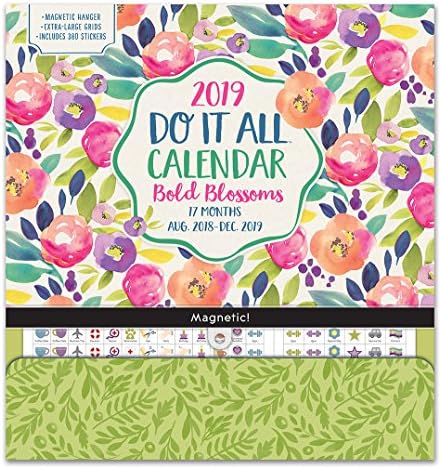 Orange Circle Studio 2019 Do It All Magnetic Wall Calendar, August 2018 - December 2019, Bold Blossoms Calendar – Wall Calendar, July 1, 2018