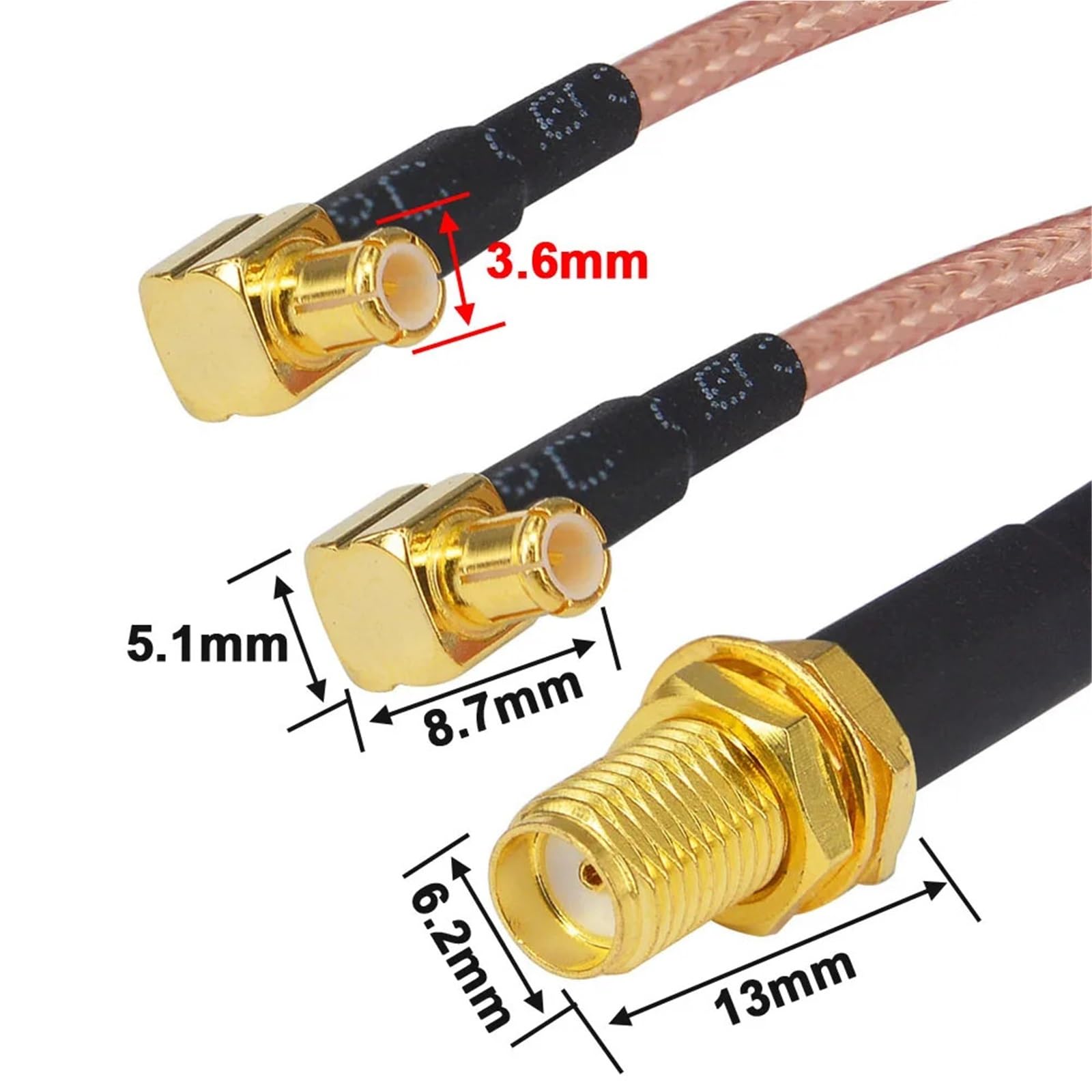 10 pezzi SMA femmina a Y tipo 2 X MCX maschio connettore splitter combinatore cavo pigtail RG 316 5 cm (5 cm)