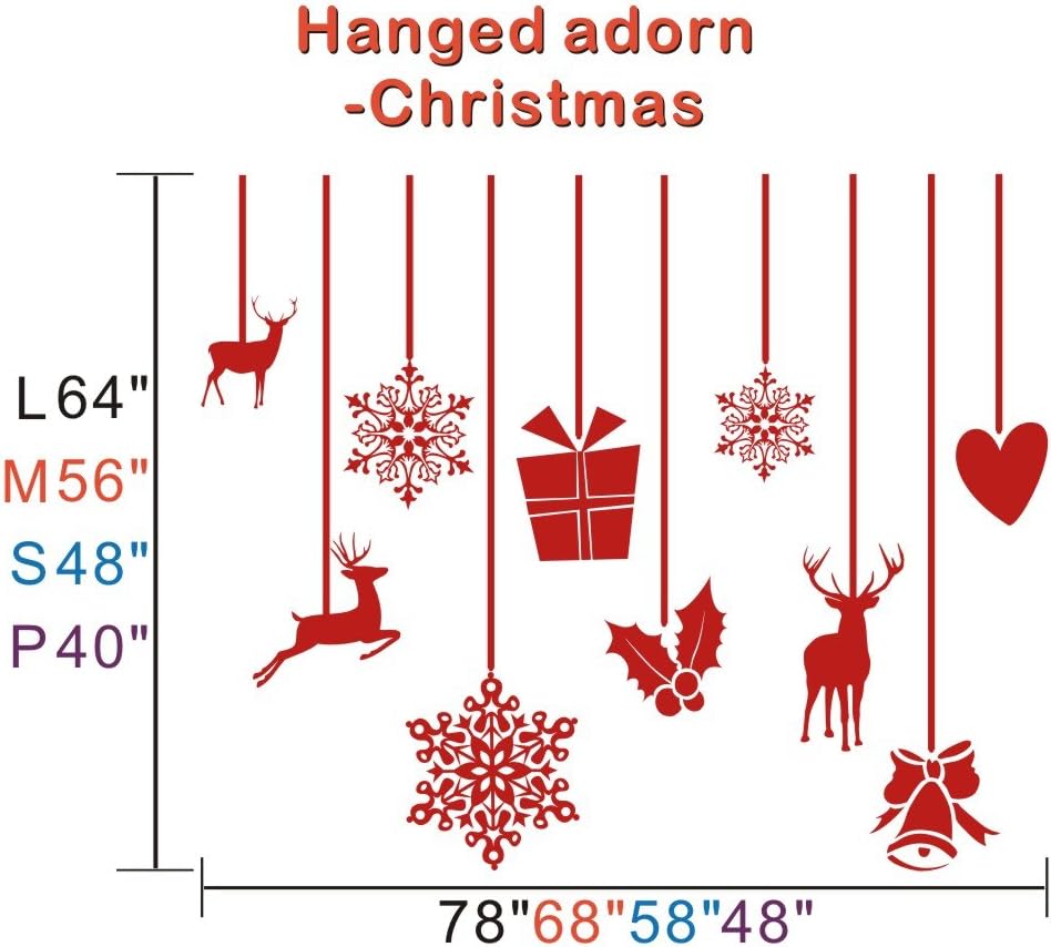 DigTour WallArt Xmas Hanging Decoration Wall Decal Vinyl Christmas Wall Sticker Holiday Wall Mural Wall Graphic Home Art Decor Brown