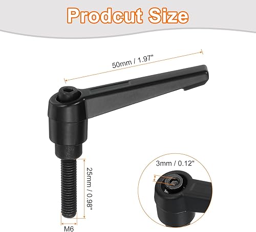 Miniatura 198 de uxcell 2 perillas ajustables M8 x 3.150 in, mango de rosca macho, botón de trinquete de liberación rápida, perno giratorio para maquinaria de torno