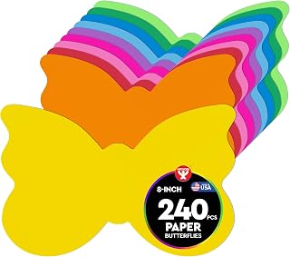 Hygloss Butterfly Shape Paper Cut-Outs for Arts & Crafts-Many Creative Uses-Classroom Activities-8 x 5 Inches, Assorted Vibrant Colors 240 Piece