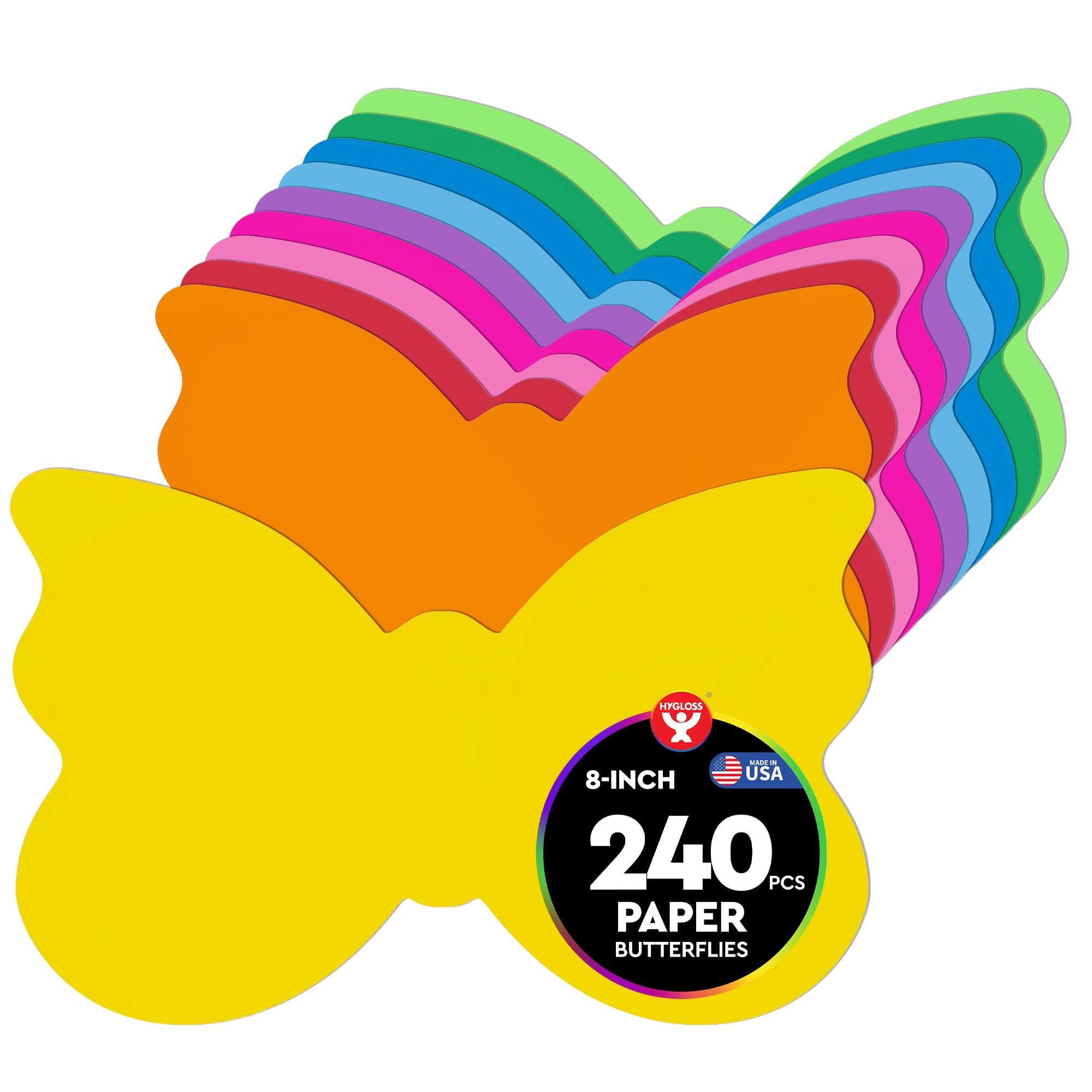 Hygloss Butterfly Shape Paper Cut-Outs for Arts &amp; Crafts-Many Creative Uses-Classroom Activities-8 x 5 Inches, Assorted Vibrant Colors 240 Piece