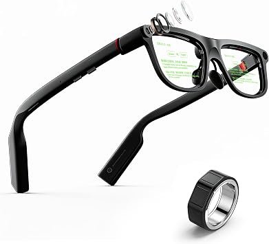 AI Smart Glasses with Display &Teleprompter,With a Smart Ring,Customisable Myopia Lens Prescription,AI Translation & Simultaneous Interpretation,261 Languages,For Travel,Business Meetings