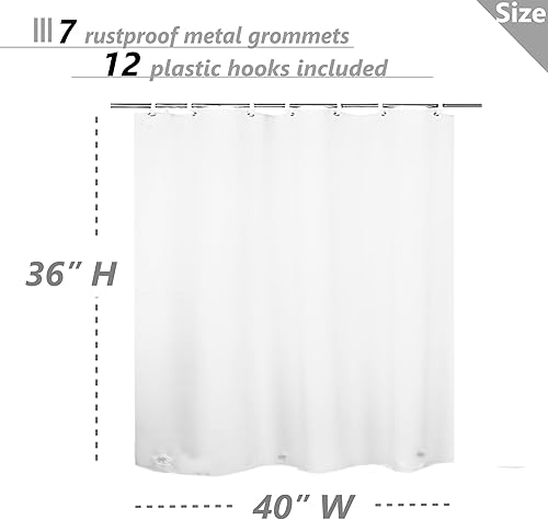Miniatura 2 de Cortina de ducha impermeable para ventana interior, 40 x 36 pulgadas, cortina corta de plástico para ventana de baño, vinilo resistente con ganchos,