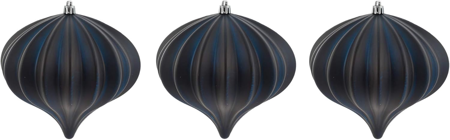 Vickerman 5.7" Midnt Blue Matte Onion Christmas Ornament, UV Treated, Set of 3