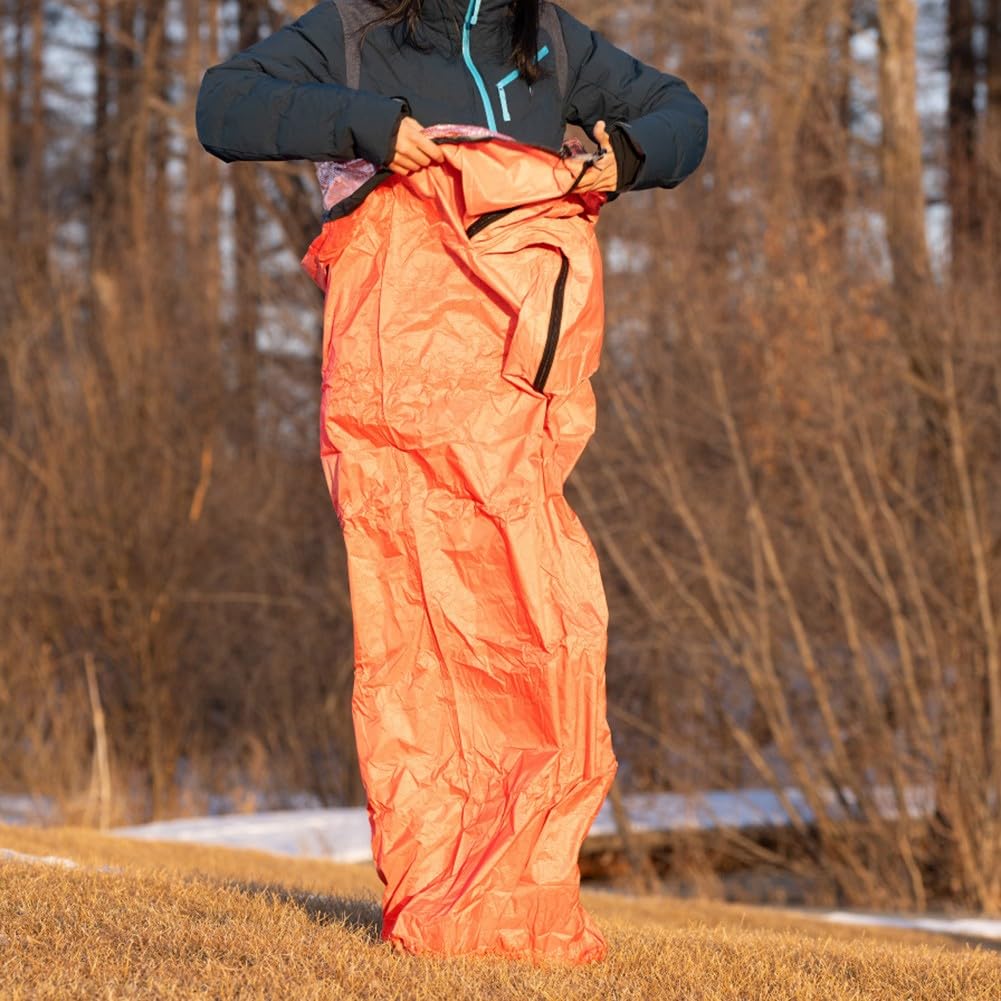 Saco de dormir térmico de camping al aire libre para supervivencia, 90% retención de calor, impermeable, resistente al viento, nailon 400T, manta para senderismo y actividades de aventura