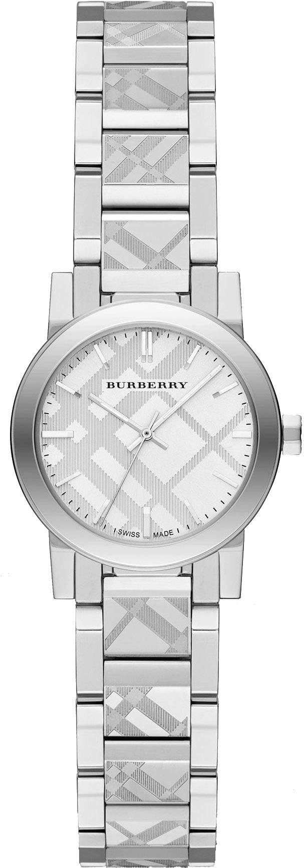 Swiss Rare Engraved Silver Dial 26mm Women Stainless Steel Wrist Watch The City BU9233