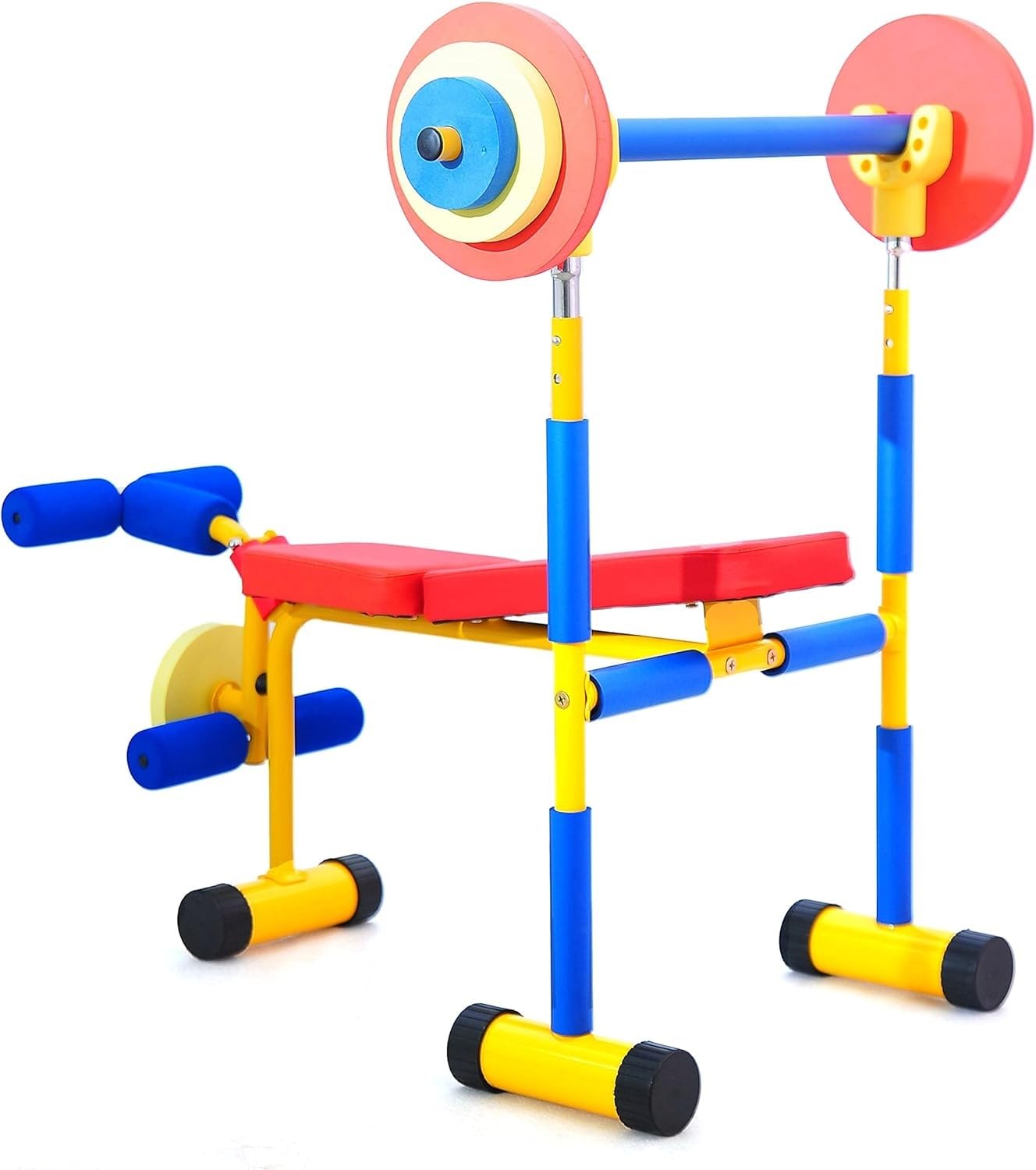 Juego de prensa de banco de entrenamiento ajustable para niños, equipo de entrenamiento de fuerza para gimnasio en casa, adecuado para escuelas y ejercicios divertidos