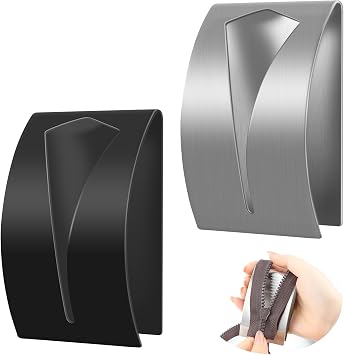 SINSETU Zipper Jig Tool, Quick Zipper Jig Sliders for Zipper Pulls, Stainess Steel Zipper Puller Helper for Pants, Dresses2 Pack, Black, Silver, 2CLLTX