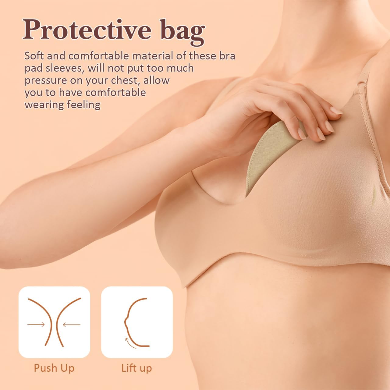 SHERCHPRY 2Pcs Breast Prosthesis Bra Insert Triangular Cotton Breast Form Covers Silicone Prosthesis Bra Sponge Sleeve Inserts Pads Covers for Women Daily