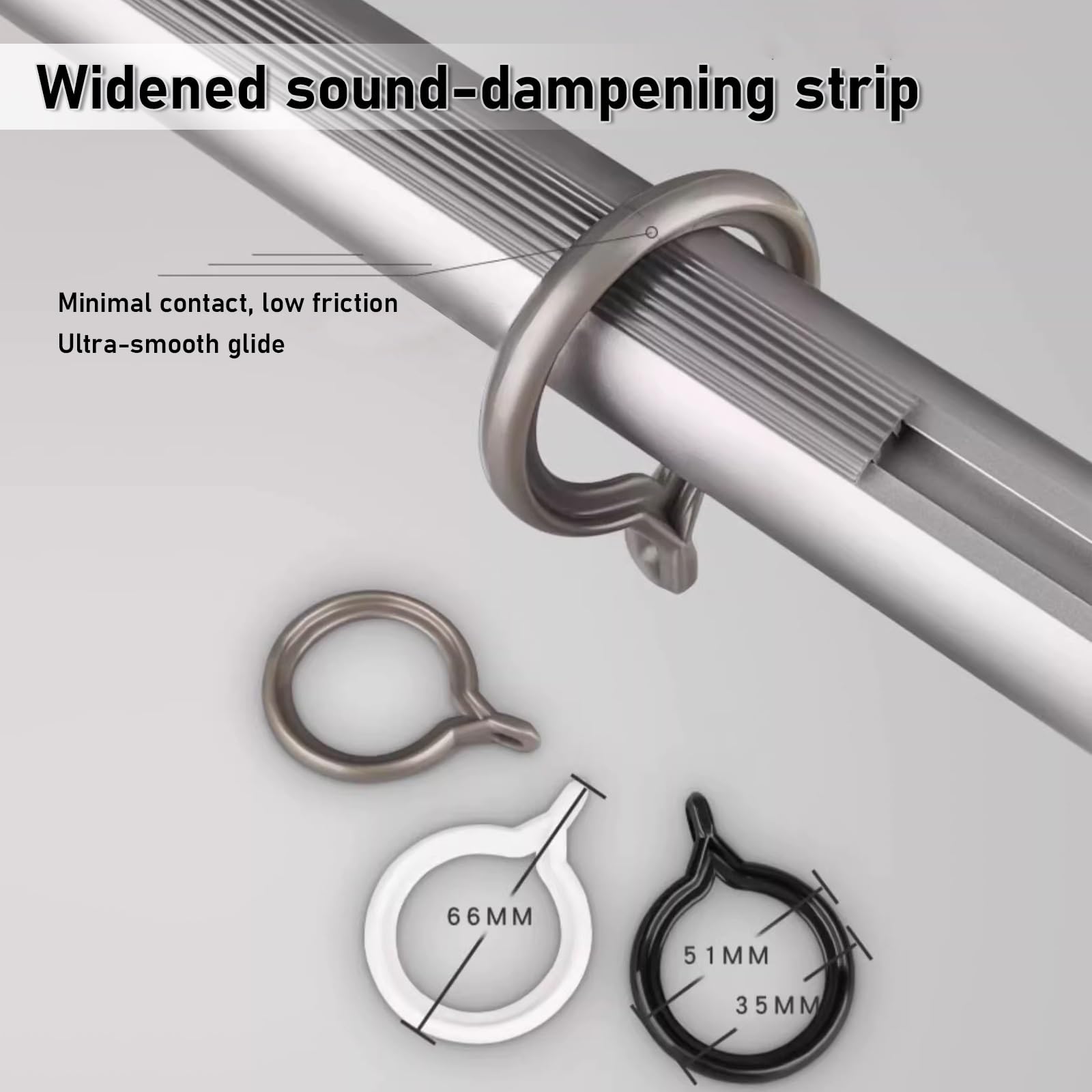 Wytrzymałe aluminiowe karnisze 100 cm – szare podwójne pręty z cichymi pierścieniami i wspornikami wpuszczanymi do zasłon przezroczystych i zaciemniających w salonie i sypialni