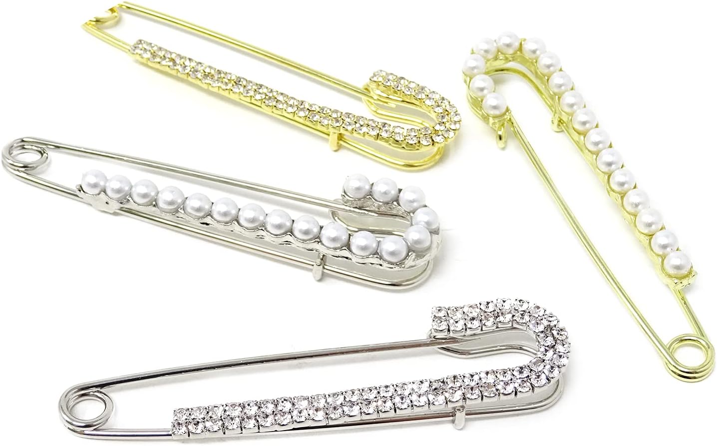 Honbay 4PCS Women Brooch Pins Sparkly Rhinestone Pearl Brooches Sweater Shawl Clips : Clothing, Shoes & Jewelry