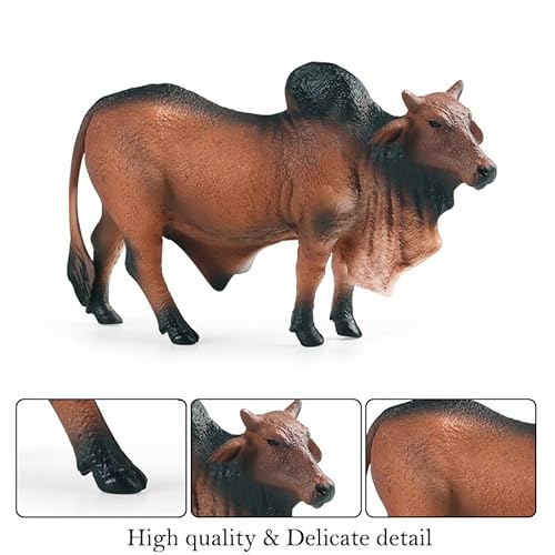Hiawbon Bull Figure Red Bull Figurine Realistic Plastic Cattle Model For Christmas Farm Theme Party Favors Set A #TOP2