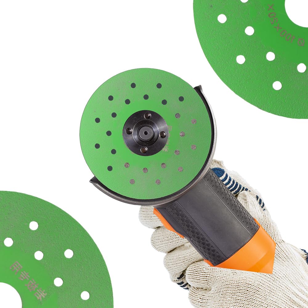5 Pcs 3.93" Diamond Chamfered Saw Blade, Rock Slab Grinding Disc for Angle Grinder Tile Marble Glass Cutting, Thin Grinding Cutting Disc, Inner Diameter 0.78", Thickness 0.04", Green