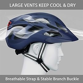 Adult-Men-Women Bike Helmet with Light - Mountain Road Bicycle Helmet with Replacement Pads & Detachable Visor