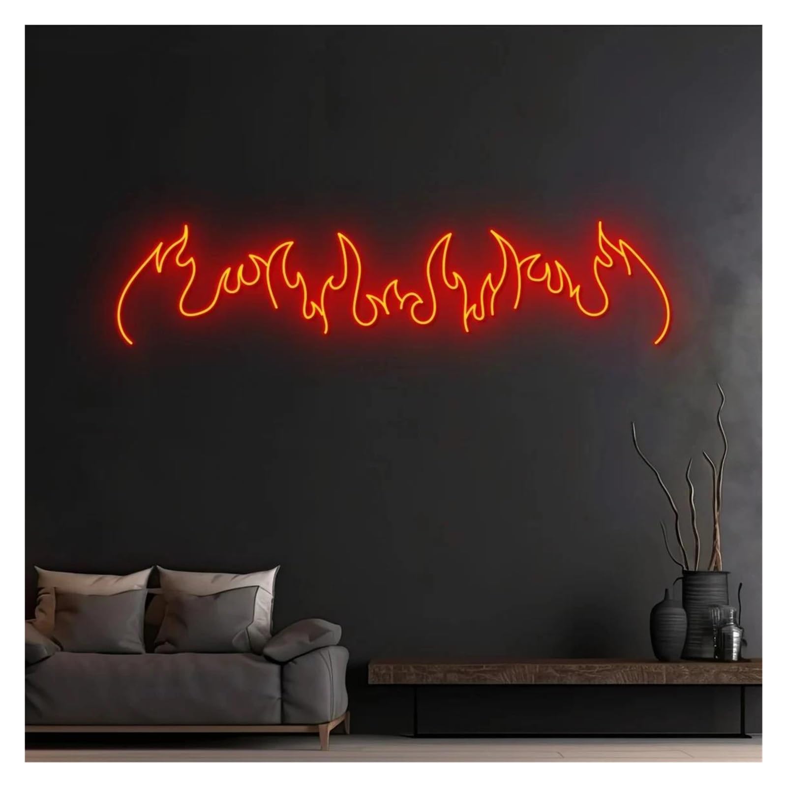 LEMST Signs Lamp Flame Neon Sign USB Powered Adjustable Brightness Burning Bonfire Neon Lights, Suitable for Wall Hanging Decor(25cmx70cm)