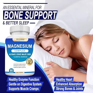 Magnesium Complex Supplement - 1000mg with 7 Magnesium Forms Including Glycinate, Citrate, Malate, Taurate & Orotate - Supports Relaxation, Muscle Function & Bone Strength - 90 Capsules