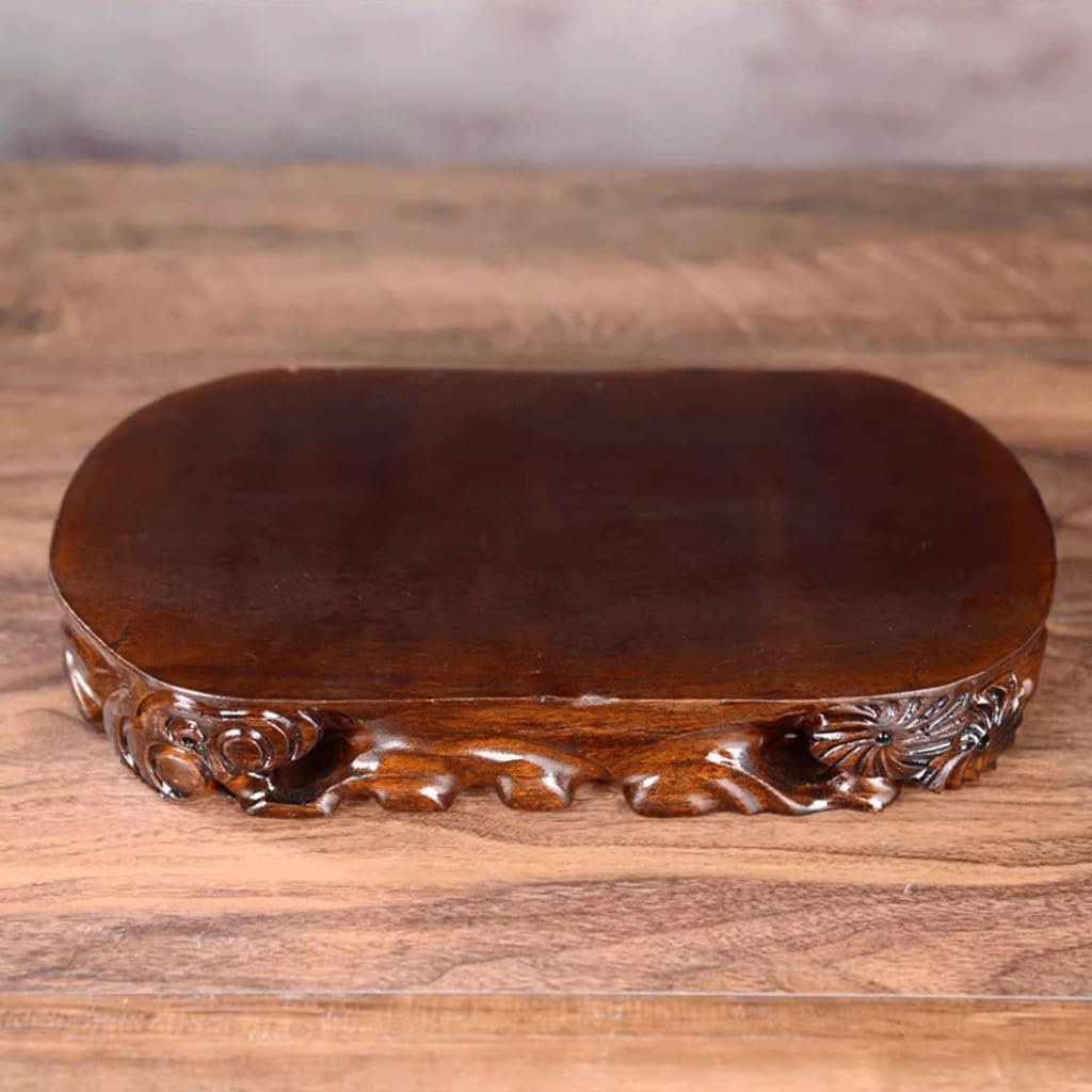 Bonsai Pedestal Vase Pedestal Stands Base Solid Wood Long Root Carving Ornaments Buddha Statue Flower Pot Bottom Bracket Wooden Shelf Planter Stand Plant Holder