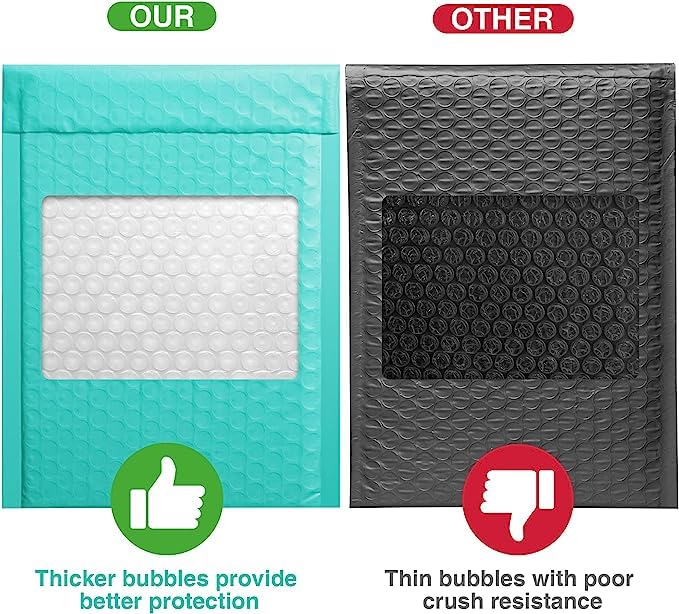 Image of Metronic Bubble Mailer 6X10 Inch Teal 500 Pack, Waterproof Padded Envelopes,Self-Seal Small Bubble Mailers Cushioning Bubble Envelopes for Shipping,Jewelry Makeup Supplies, Packaging Bulk
