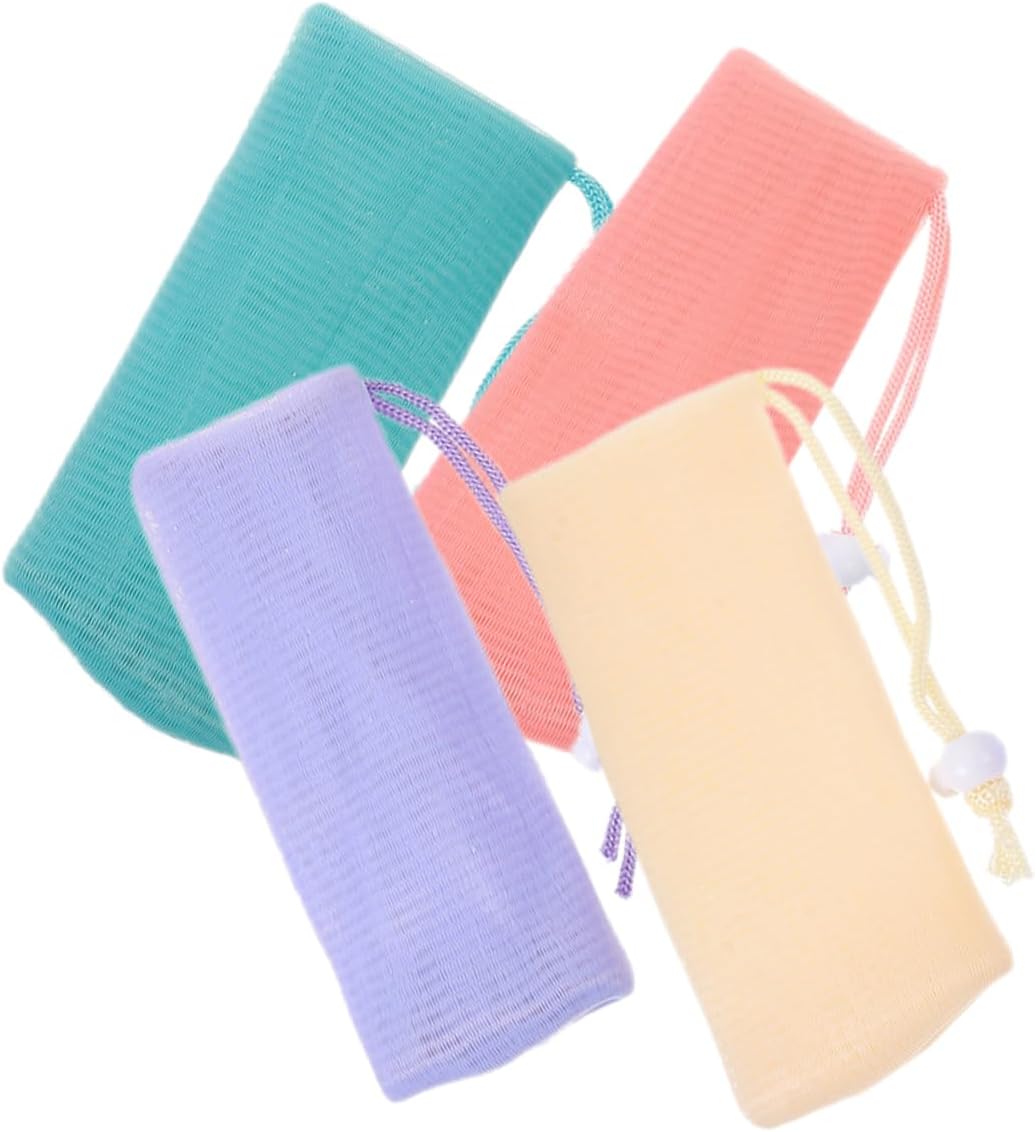 4Pcs Exfoliating Soap Pouch Mesh Foaming Bags for Shower Bath for Quick Drying and Skin Care for Storing Bar Soap Exfoliating Scrubber