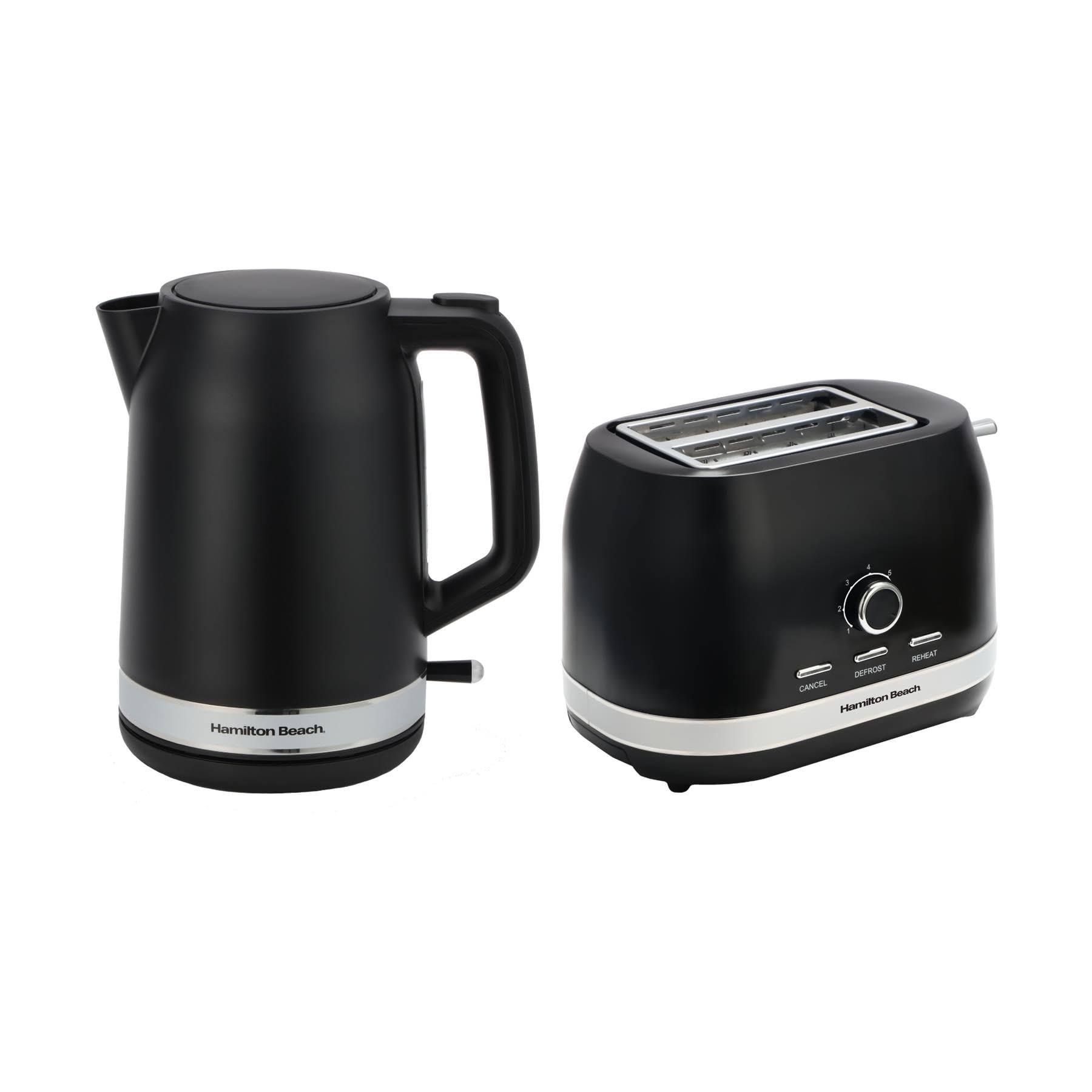 Hamilton Beach Kettle and Toaster Set, Ella, 1.7L Kettle, 2 Slice Toaster, Boil Dry Protection, Removable Filter, 7 Browning Levels, Removable Crumb Tray, Black - HBELLAMB โ image 1